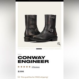 FRYE AND CO. Conway Engineer Distressed Black Boots Mens size 7.5